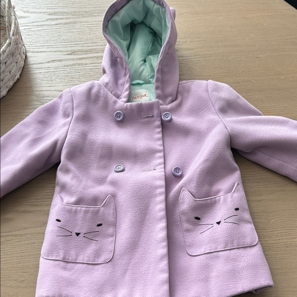 Cat & Jack Lilac Pea Coat with Cat Pockets